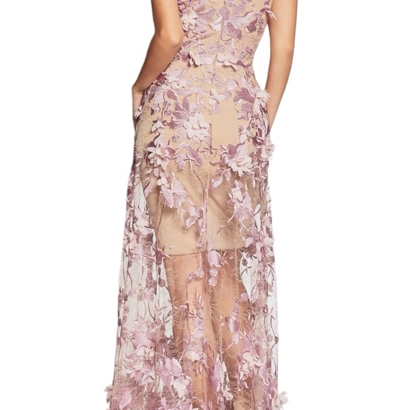 Dress the Population Rise pale pink 3D floral maxi dress. EUC - Picture 6 of 13